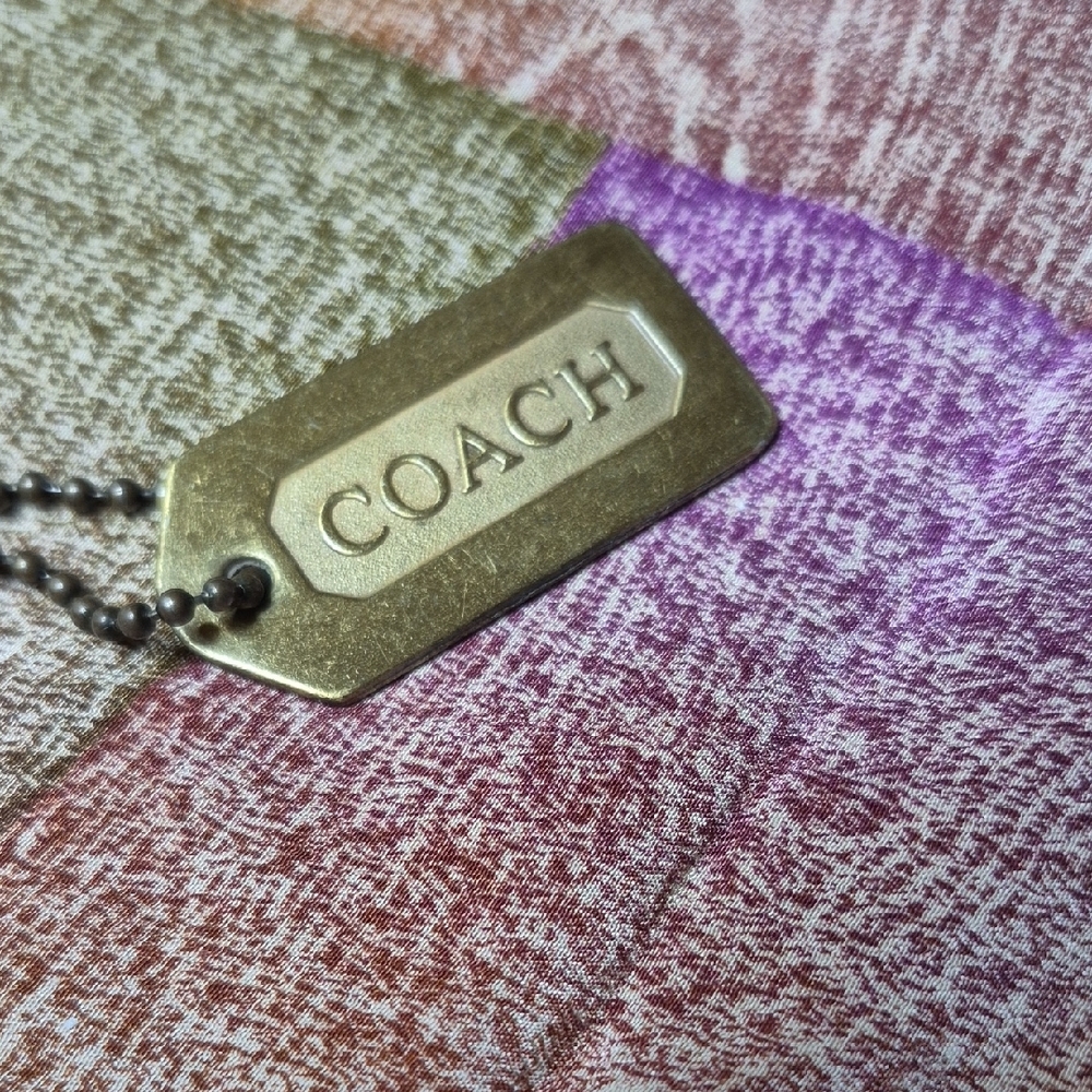 80s 90s Coach Brass-Tone Logo Bag Tag Pendant with Ball Chain - Picture 2 of 8